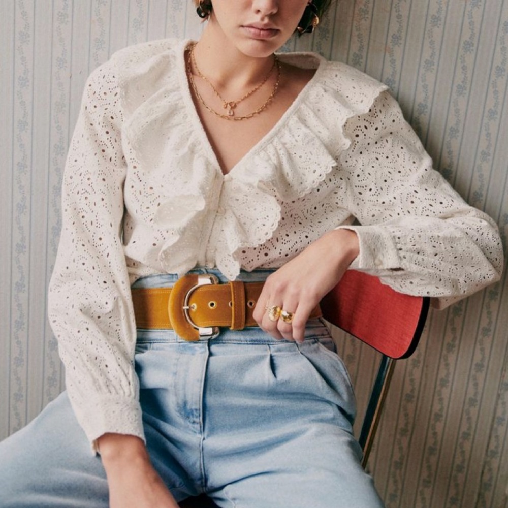 Sezane Olympe Lace Blouse